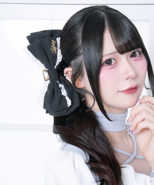 LAFARY(ラファリー)の「コットンレースリボンバンスクリップ(バレッタ/ヘアクリップ・レディース・ピンクベージュ/アイボリー/ブラック・FREE)」の4枚目の写真