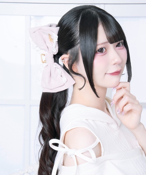LAFARY(ラファリー)の「コットンレースリボンバンスクリップ(バレッタ/ヘアクリップ・レディース・ピンクベージュ/アイボリー/ブラック・FREE)」の5枚目の写真