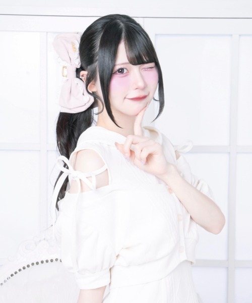 LAFARY(ラファリー)の「コットンレースリボンバンスクリップ(バレッタ/ヘアクリップ・レディース・ピンクベージュ/アイボリー/ブラック・FREE)」の7枚目の写真