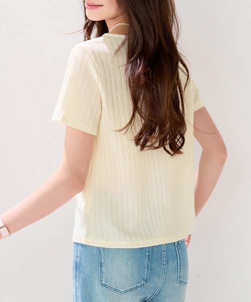 ONEP STAR（ワンピスター）の「アシンメトリーボタンデザイン半袖ブラウス（シャツ/ブラウス・レディース・ベージュ・X-LARGE/LARGE/MEDIUM）」の8枚目の写真