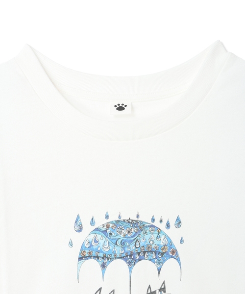 CROSSPLUS ONLINE(クロスプラスオンライン)の「おかべてつろう「いっしょなら」Tシャツ(Tシャツ/カットソー・レディース・オフホワイト/エメラルド・M/L)」の5枚目の写真
