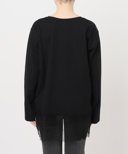 JOURNAL STANDARD relume（ジャーナルスタンダード　レリューム）の「《WEB限定追加》レースヘムロンT（Tシャツ/カットソー・レディース・ブラック/ホワイト・FREE）」の5枚目の写真
