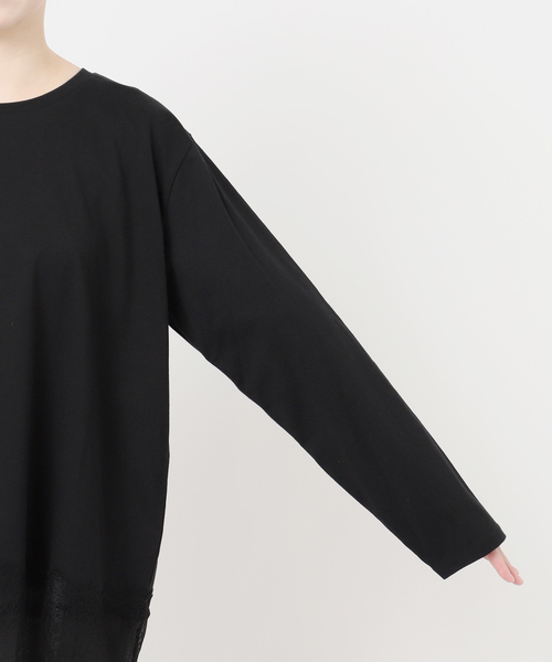 JOURNAL STANDARD relume（ジャーナルスタンダード　レリューム）の「《WEB限定追加》レースヘムロンT（Tシャツ/カットソー・レディース・ブラック/ホワイト・FREE）」の7枚目の写真