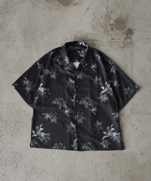 【CLEL】2wayアブストラクト柄ドレープ半袖シャツ 3点 CLEL】2Way Multi Pattern Drape Short Sleeve Shirt/2way 花柄