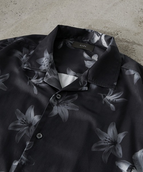 CLEL(クレイル)の「【CLEL】2Way Multi Pattern Drape Short Sleeve Shirt/2way 花柄 アブストラクト柄ドレープ半袖シャツ(シャツ/ブラウス・メンズ・グレー系3/ブラウン系1/グレー系1/ブラック系2/ブラック系1・XS/S/L/M)」の9枚目の写真
