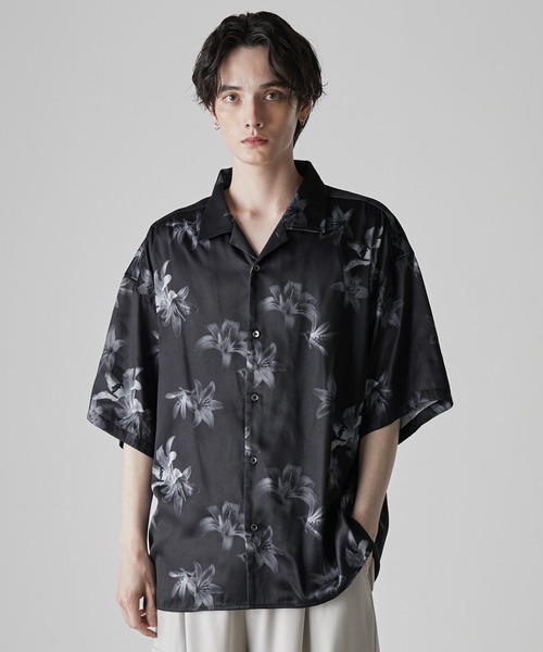 CLEL(クレイル)の「【CLEL】2Way Multi Pattern Drape Short Sleeve Shirt/2way 花柄 アブストラクト柄ドレープ半袖シャツ(シャツ/ブラウス・メンズ・グレー系3/ブラウン系1/グレー系1/ブラック系2/ブラック系1・XS/S/L/M)」の18枚目の写真