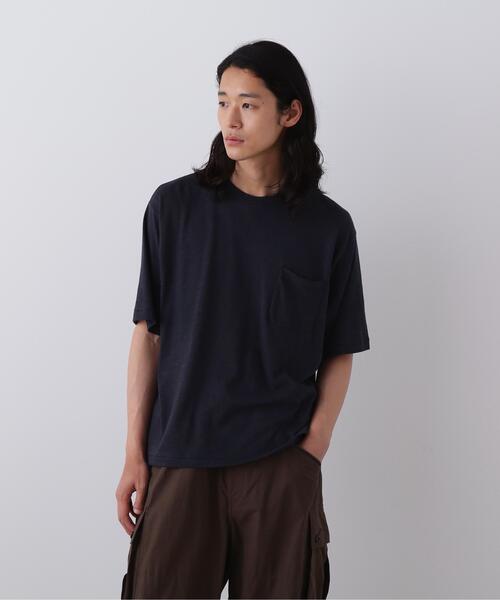 YLEVE(イレーヴ)の「YLEVE / TETRON COTTON SLUB YARN JERSEY POCKET T-SHIRT(Tシャツ/カットソー・メンズ・グレー/ブルー/ホワイト・4/5)」の1枚目の写真