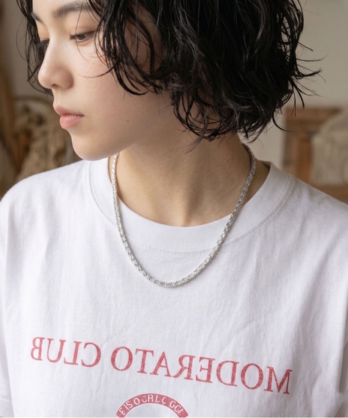 45cmショートシルバーチェーンネックレス/ロープデザイン（ネックレス