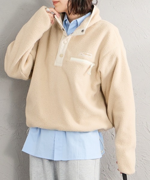 Columbia（コロンビア）の「【WEB先行予約】[Columbia/コロンビア] ヘルベディア Ⅱクロップドハーフスナップフリース(WEB限定)（その他アウター・レディース・ピンク/ブラック/ベージュ・L/M）」の2枚目の写真