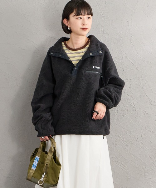 Columbia（コロンビア）の「【WEB先行予約】[Columbia/コロンビア] ヘルベディア Ⅱクロップドハーフスナップフリース(WEB限定)（その他アウター・レディース・ピンク/ブラック/ベージュ・L/M）」の9枚目の写真