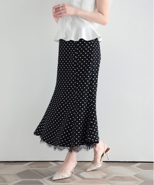 Fit more(フィットモア)の「ドットレースドッキングマーメイドスカート(スカート・レディース・ブラック・LONG/SHORT)」の3枚目の写真
