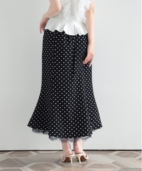 Fit more(フィットモア)の「ドットレースドッキングマーメイドスカート(スカート・レディース・ブラック・LONG/SHORT)」の5枚目の写真