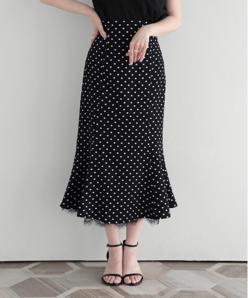 Fit more(フィットモア)の「ドットレースドッキングマーメイドスカート(スカート・レディース・ブラック・LONG/SHORT)」の6枚目の写真