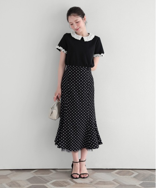 Fit more(フィットモア)の「ドットレースドッキングマーメイドスカート(スカート・レディース・ブラック・LONG/SHORT)」の7枚目の写真