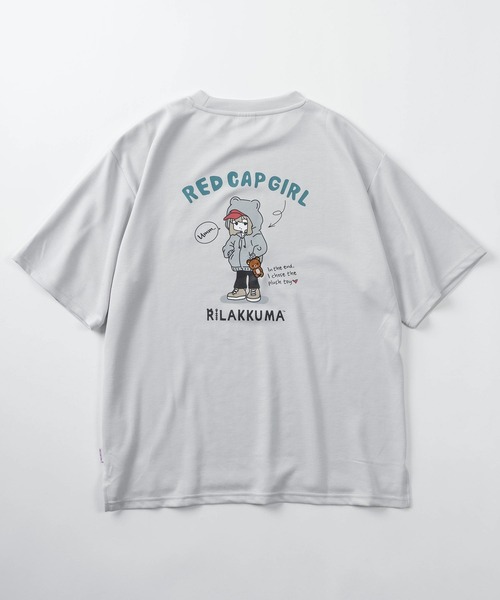 Red Cap Girl（レッドキャプガール）の「【70】【RCG】×【リラックマ】ワンポイント刺繍 シルクタッチ クルーネックTシャツ/接触冷感/ストレッチ/ユニセックス/レディース/メンズ/ショート丈有り（Tシャツ/カットソー・レディース・ブラック/ブラック系/ホワイト系/ブルー系/ブルー/ピンク/グレー/ホワイト/ピンク系/グレー系・M/FREE/L）」の19枚目の写真