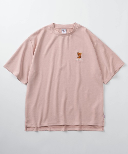 Red Cap Girl（レッドキャプガール）の「【70】【RCG】×【リラックマ】ワンポイント刺繍 シルクタッチ クルーネックTシャツ/接触冷感/ストレッチ/ユニセックス/レディース/メンズ/ショート丈有り（Tシャツ/カットソー・レディース・ブラック/ブラック系/ホワイト系/ブルー系/ブルー/ピンク/グレー/ホワイト/ピンク系/グレー系・M/FREE/L）」の16枚目の写真