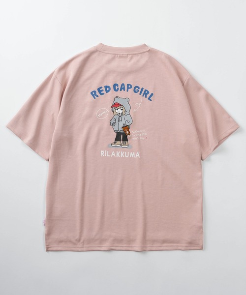 Red Cap Girl（レッドキャプガール）の「【70】【RCG】×【リラックマ】ワンポイント刺繍 シルクタッチ クルーネックTシャツ/接触冷感/ストレッチ/ユニセックス/レディース/メンズ/ショート丈有り（Tシャツ/カットソー・レディース・ブラック/ブラック系/ホワイト系/ブルー系/ブルー/ピンク/グレー/ホワイト/ピンク系/グレー系・M/FREE/L）」の17枚目の写真