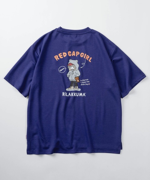 Red Cap Girl（レッドキャプガール）の「【70】【RCG】×【リラックマ】ワンポイント刺繍 シルクタッチ クルーネックTシャツ/接触冷感/ストレッチ/ユニセックス/レディース/メンズ/ショート丈有り（Tシャツ/カットソー・レディース・ブラック/ブラック系/ホワイト系/ブルー系/ブルー/ピンク/グレー/ホワイト/ピンク系/グレー系・M/FREE/L）」の21枚目の写真