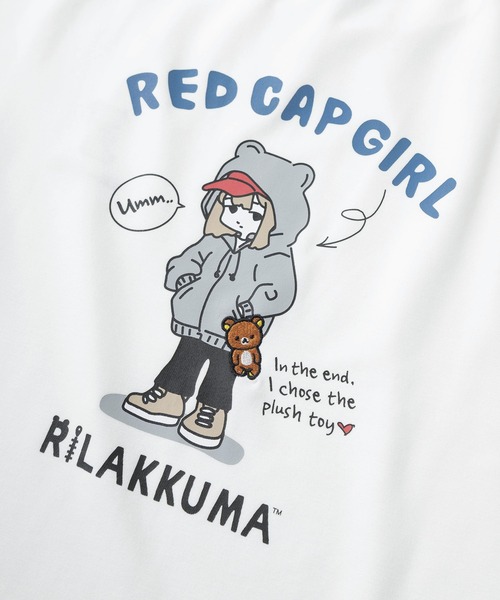 Red Cap Girl（レッドキャプガール）の「【70】【RCG】×【リラックマ】ワンポイント刺繍 シルクタッチ クルーネックTシャツ/接触冷感/ストレッチ/ユニセックス/レディース/メンズ/ショート丈有り（Tシャツ/カットソー・レディース・ブラック/ブラック系/ホワイト系/ブルー系/ブルー/ピンク/グレー/ホワイト/ピンク系/グレー系・M/FREE/L）」の14枚目の写真