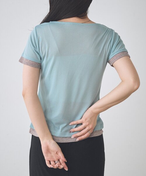 Kastane(カスタネ)の「【一部店舗限定】B バイカラーヘンリーTOPS(Tシャツ/カットソー・レディース・サックスブルー/ブラウン/アイボリー・FREE)」の18枚目の写真