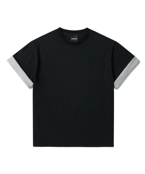 GRISH（グリッシュ）の「ロールアップレイヤードクロップ半袖Tシャツ[ブラック]（Tシャツ/カットソー・メンズ・その他・MEDIUM/LARGE/X-LARGE）」の2枚目の写真