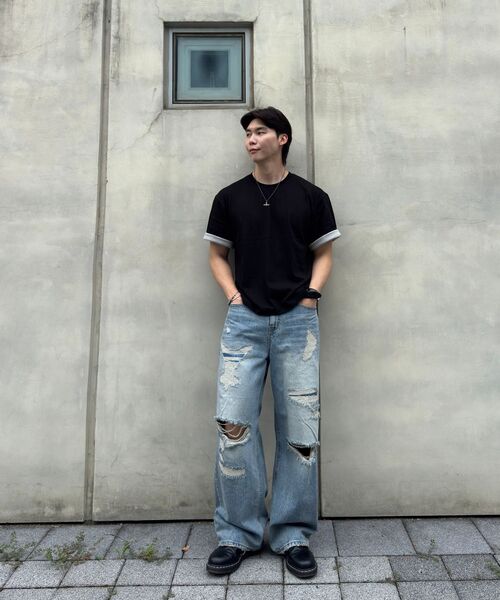GRISH（グリッシュ）の「ロールアップレイヤードクロップ半袖Tシャツ[ブラック]（Tシャツ/カットソー・メンズ・その他・MEDIUM/LARGE/X-LARGE）」の11枚目の写真