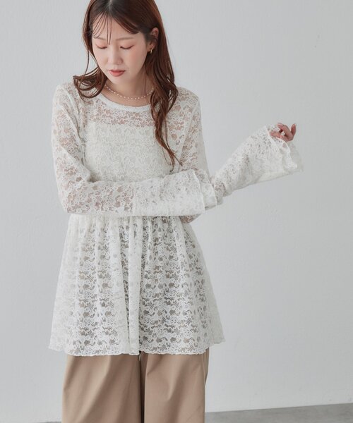 DISCOAT(ディスコート)の「生地アソートレースチュニック(Tシャツ/カットソー・レディース・ブラック系その他/オフホワイト/ブラック/ホワイト・FREE)」の22枚目の写真
