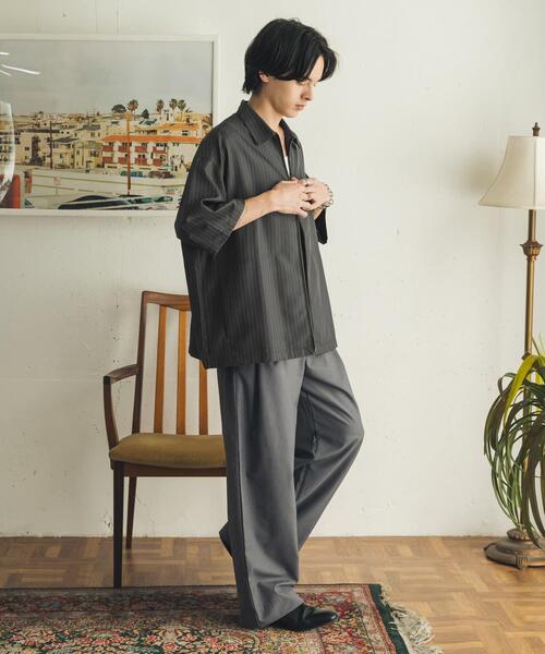 SENSE OF PLACE by URBAN RESEARCH(センスオブプレイスバイアーバンリサーチ)の「エクストラルーズストライプジップシャツ(シャツ/ブラウス・メンズ・チャコールグレー/ブラック・MEDIUM/LARGE)」の6枚目の写真