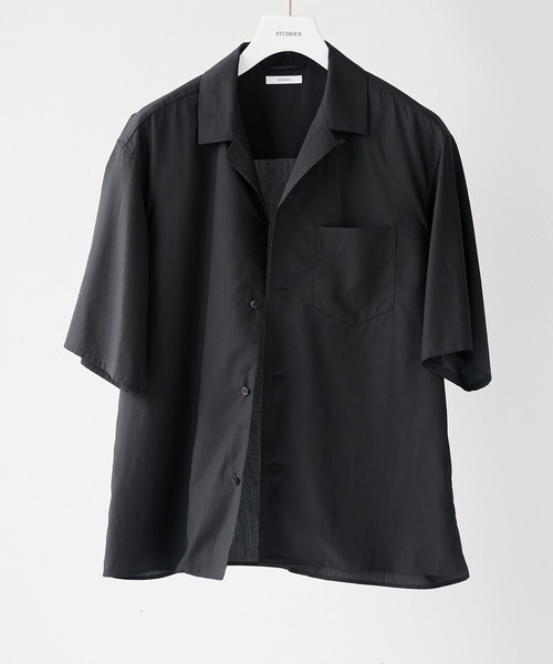 STUDIOUS(ステュディオス)の「【STUDIOUS】Soft Open collar Shirts / 吸湿性 / 速乾性(シャツ/ブラウス・メンズ・ホワイト/タン/ブラック・1/2)」の3枚目の写真