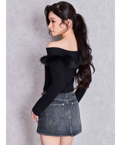 GYDA(ジェイダ)の「ハイウエストフリンジデザインスカートライクデニムショートパンツ(デニムスカート・レディース・ダークネイビー/インディゴブルー・MEDIUM/SMALL)」の6枚目の写真