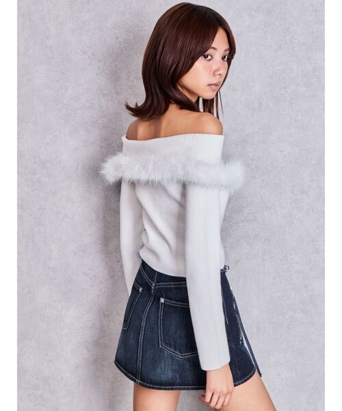 GYDA(ジェイダ)の「ハイウエストフリンジデザインスカートライクデニムショートパンツ(デニムスカート・レディース・ダークネイビー/インディゴブルー・MEDIUM/SMALL)」の11枚目の写真