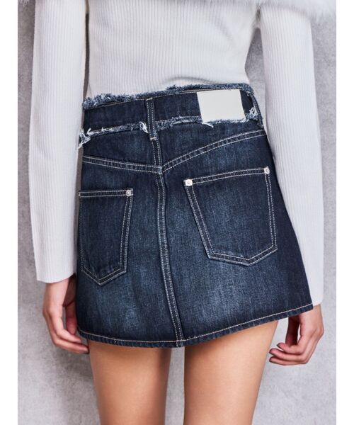 GYDA(ジェイダ)の「ハイウエストフリンジデザインスカートライクデニムショートパンツ(デニムスカート・レディース・ダークネイビー/インディゴブルー・MEDIUM/SMALL)」の17枚目の写真