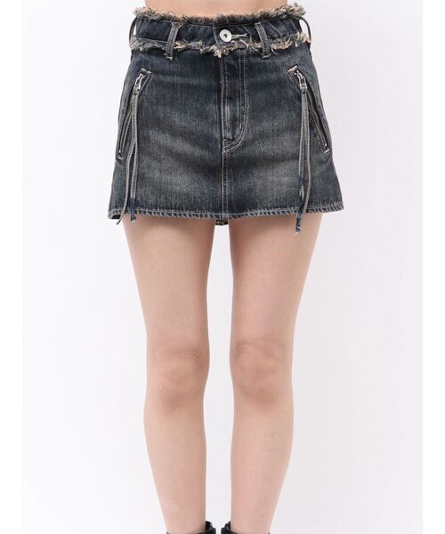 GYDA(ジェイダ)の「ハイウエストフリンジデザインスカートライクデニムショートパンツ(デニムスカート・レディース・ダークネイビー/インディゴブルー・MEDIUM/SMALL)」の18枚目の写真