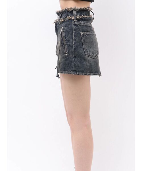GYDA(ジェイダ)の「ハイウエストフリンジデザインスカートライクデニムショートパンツ(デニムスカート・レディース・ダークネイビー/インディゴブルー・MEDIUM/SMALL)」の19枚目の写真
