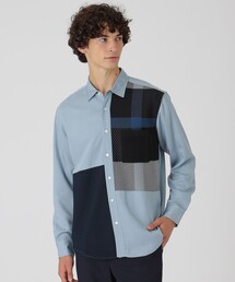 デニムライクニットドッキングシャツ