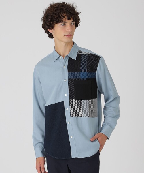 BLACK LABEL CRESTBRIDGE(ブラックレーベル・クレストブリッジ)の「デニムライクニットドッキングシャツ(シャツ/ブラウス・メンズ・ネイビー/ブルー系その他4・M/L/XL/S)」の1枚目の写真