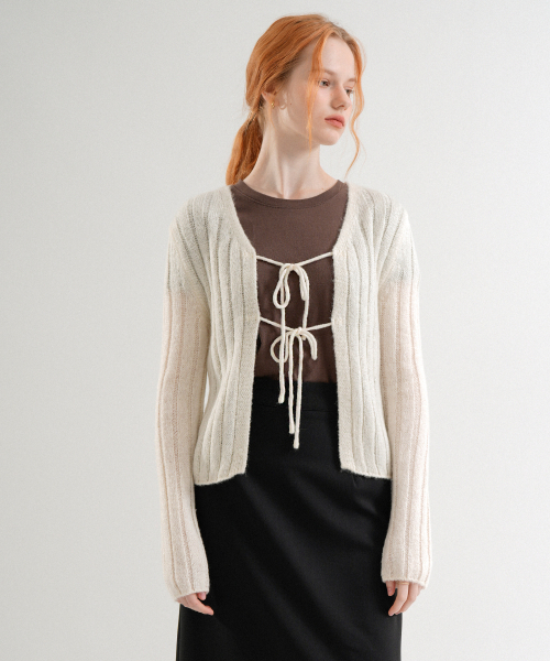 VLETI(ブレッティ)の「Mohair Ribbon Knit Cardigan (Cream_beige)(カーディガン/ボレロ・レディース・ベージュ・FREE)」の2枚目の写真