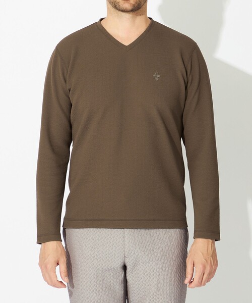 EPOCA UOMO(エポカウォモ)の「無地凹凸カットソー(Tシャツ/カットソー・メンズ・ブラウン系その他3/ブラック・46/48)」の5枚目の写真