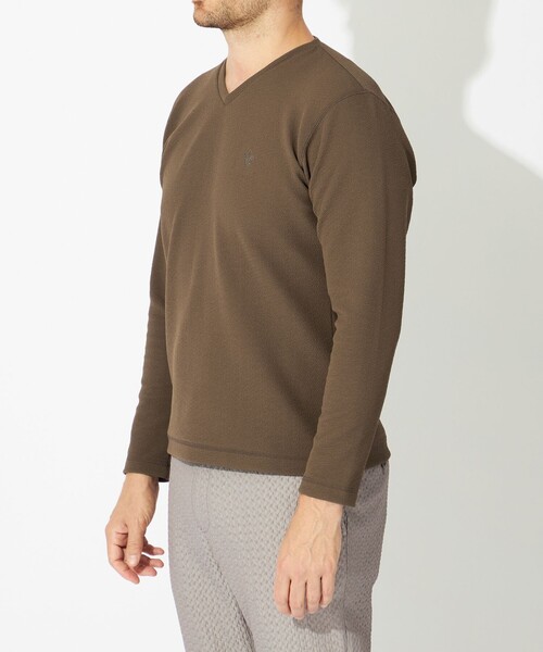 EPOCA UOMO(エポカウォモ)の「無地凹凸カットソー(Tシャツ/カットソー・メンズ・ブラウン系その他3/ブラック・46/48)」の6枚目の写真