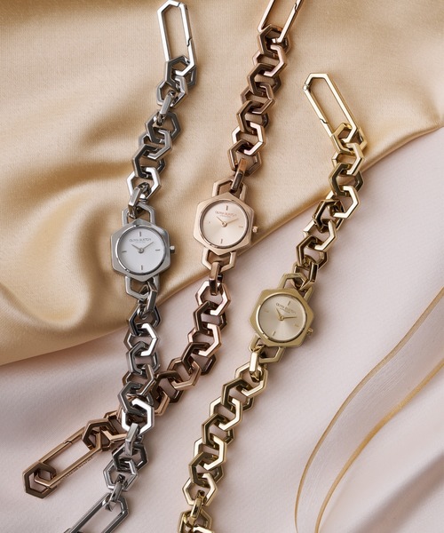 OLIVIA BURTON（オリビアバートン）の「「OLIVIA BURTON/オリビアバートン」シグネチャー - 18mm ヘックスリンク ミニ シルバーホワイト サンレイ ブレスレット（アナログ腕時計・レディース・シルバー・FREE）」の6枚目の写真