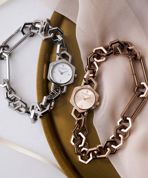 OLIVIA BURTON（オリビアバートン）の「「OLIVIA BURTON/オリビアバートン」シグネチャー - 18mm ヘックスリンク ミニ シルバーホワイト サンレイ ブレスレット（アナログ腕時計・レディース・シルバー・FREE）」の7枚目の写真