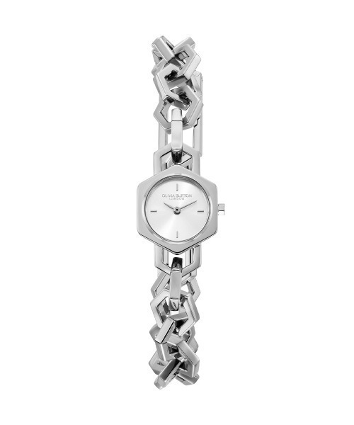 OLIVIA BURTON（オリビアバートン）の「「OLIVIA BURTON/オリビアバートン」シグネチャー - 18mm ヘックスリンク ミニ シルバーホワイト サンレイ ブレスレット（アナログ腕時計・レディース・シルバー・FREE）」の8枚目の写真
