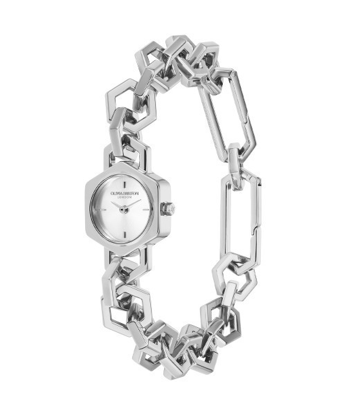 OLIVIA BURTON（オリビアバートン）の「「OLIVIA BURTON/オリビアバートン」シグネチャー - 18mm ヘックスリンク ミニ シルバーホワイト サンレイ ブレスレット（アナログ腕時計・レディース・シルバー・FREE）」の9枚目の写真