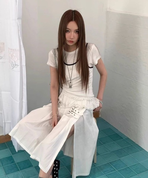 VIBGYOR（ヴィブジョー）の「【TUNE】レイヤードキャミトップスセット（その他トップス・レディース・ホワイト・FREE）」の3枚目の写真