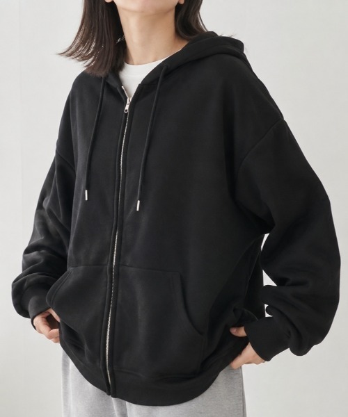 Mku Ekta（ムクエクタ）の「裏起毛ジップアップパーカー（パーカー・レディース・グレー/ブラック・M/L）」の2枚目の写真