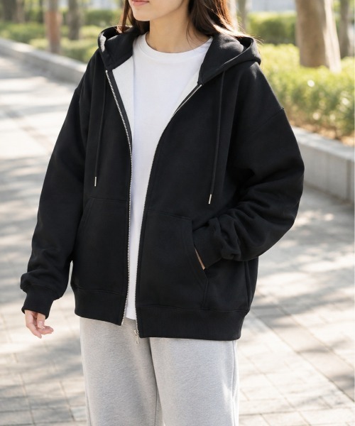 Mku Ekta（ムクエクタ）の「裏起毛ジップアップパーカー（パーカー・レディース・グレー/ブラック・M/L）」の10枚目の写真