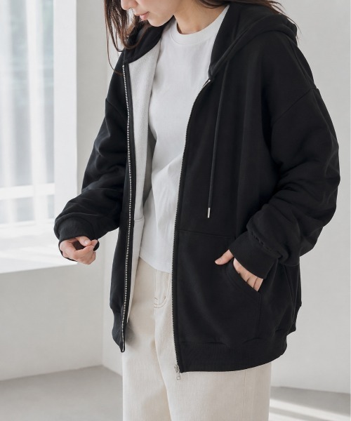 Mku Ekta（ムクエクタ）の「裏起毛ジップアップパーカー（パーカー・レディース・グレー/ブラック・M/L）」の9枚目の写真