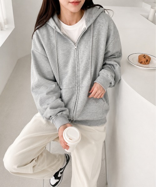 Mku Ekta（ムクエクタ）の「裏起毛ジップアップパーカー（パーカー・レディース・グレー/ブラック・M/L）」の18枚目の写真