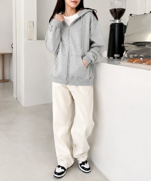 Mku Ekta（ムクエクタ）の「裏起毛ジップアップパーカー（パーカー・レディース・グレー/ブラック・M/L）」の6枚目の写真