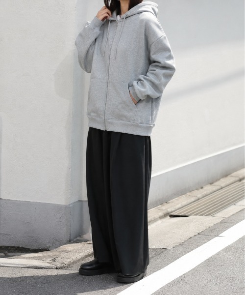 Mku Ekta（ムクエクタ）の「裏起毛ジップアップパーカー（パーカー・レディース・グレー/ブラック・M/L）」の3枚目の写真